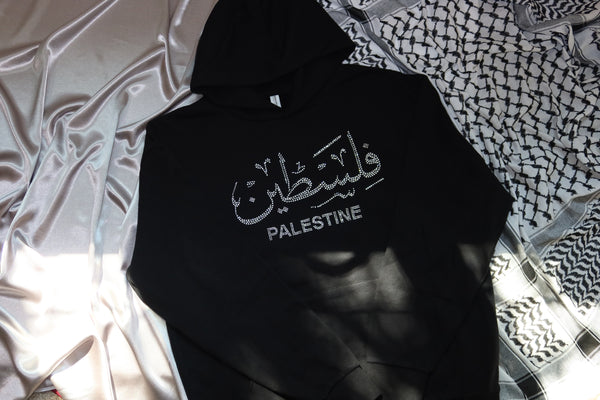 Palestine Black Rhinestone Sweater