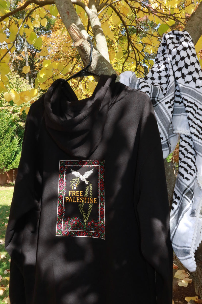 Tatreez Inspired Free Palestine Midweight Hoodie