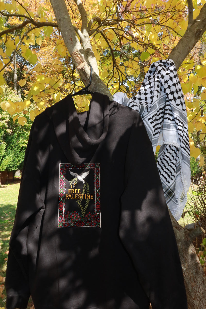 Tatreez Inspired Free Palestine Midweight Hoodie