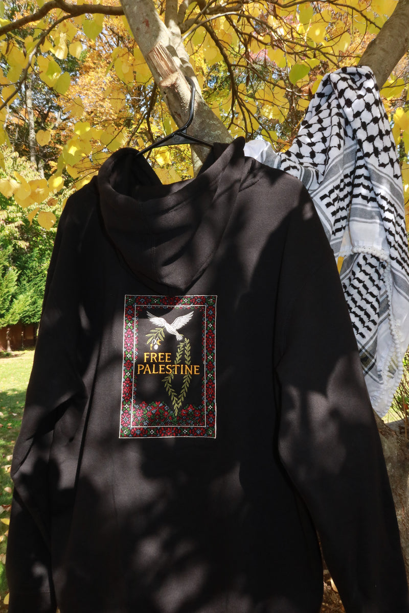 Tatreez Inspired Free Palestine Midweight Hoodie