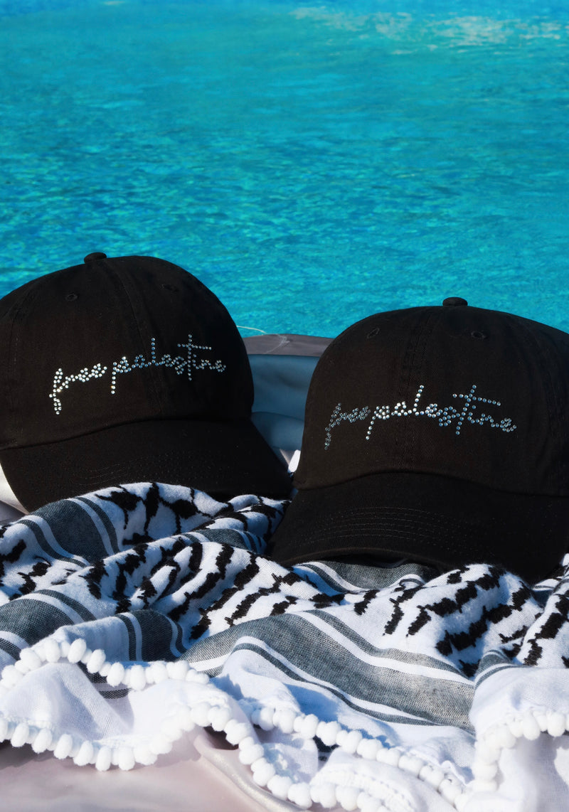 Free Palestine Baseball Cap with Swarovski Rhinestones