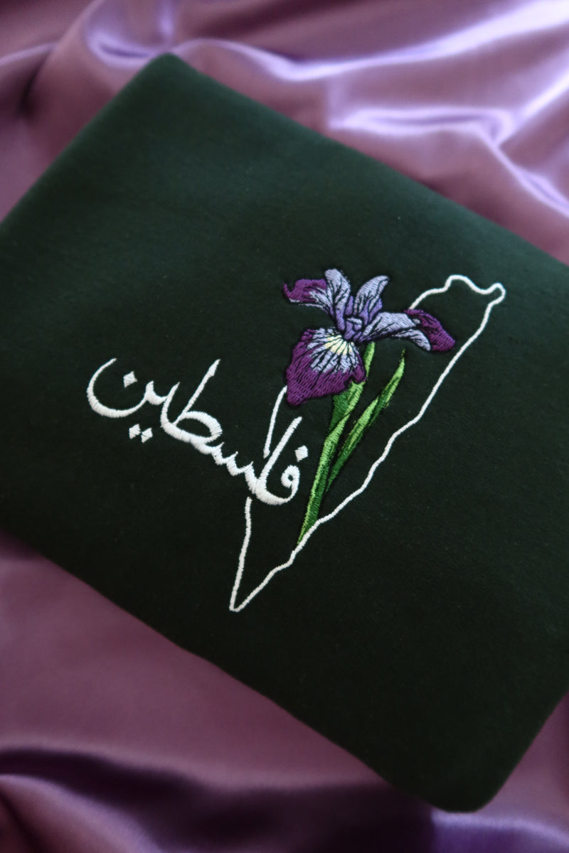 Palestinian Iris Embroidered Crewneck