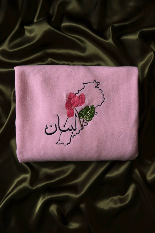 Lebanese Cyclamen Embroidered Crenweck