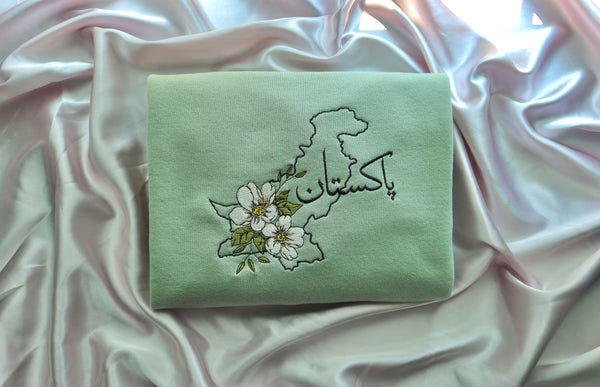 Pakistani Jasmine Embroidered Crewneck