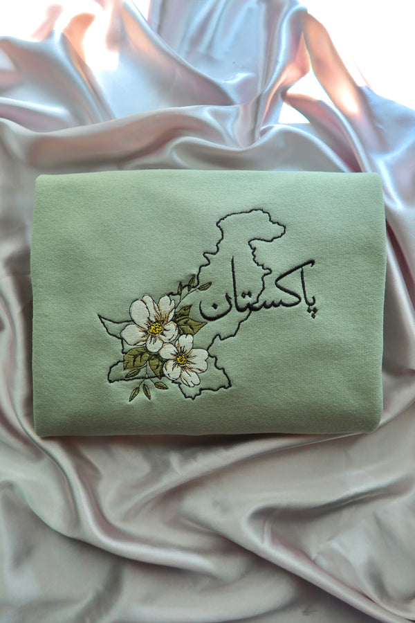 Pakistani Jasmine Embroidered Crewneck