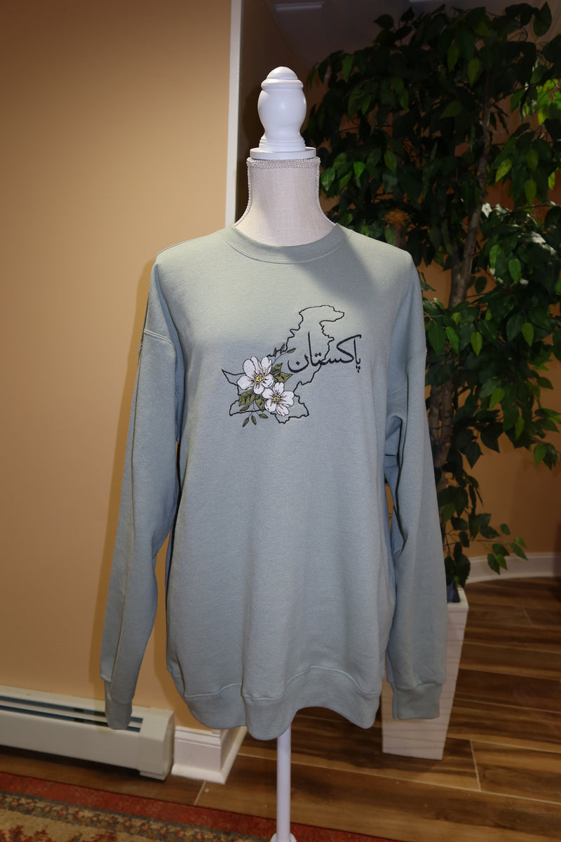 Pakistani Jasmine Embroidered Crewneck