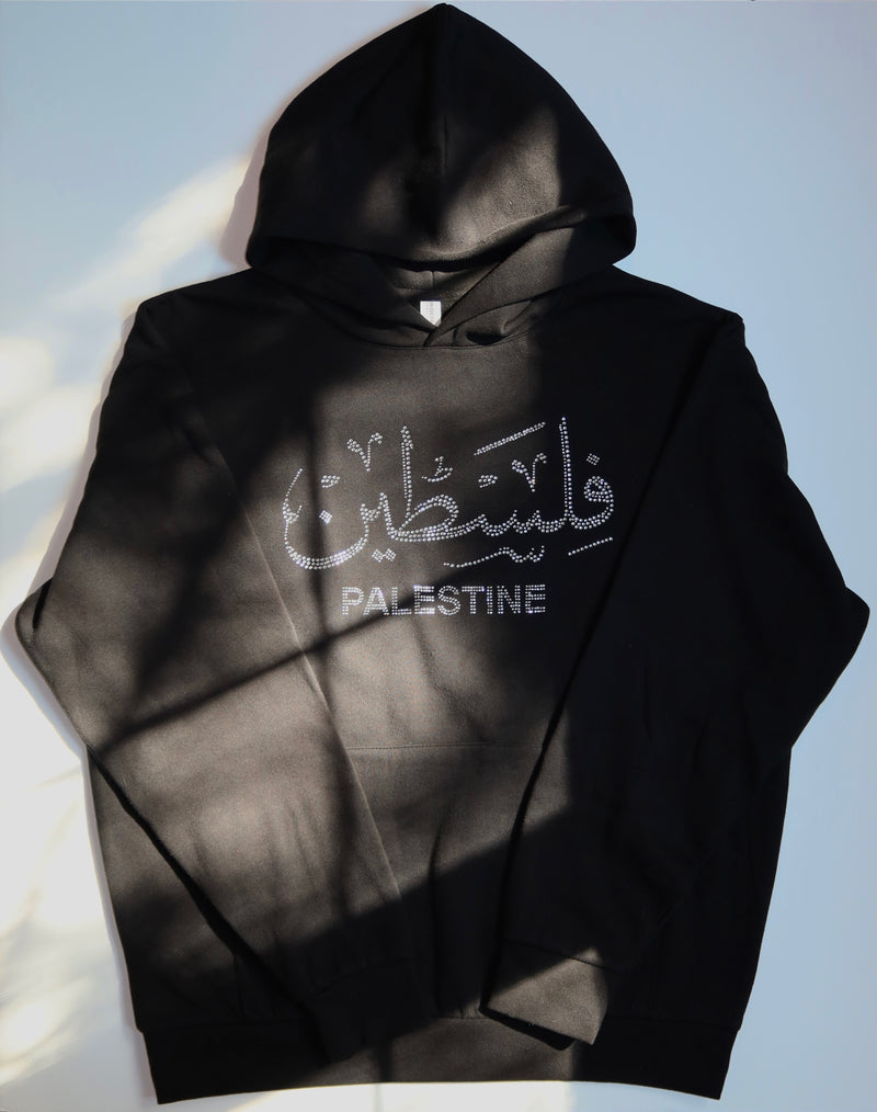 Palestine Black Rhinestone Sweater