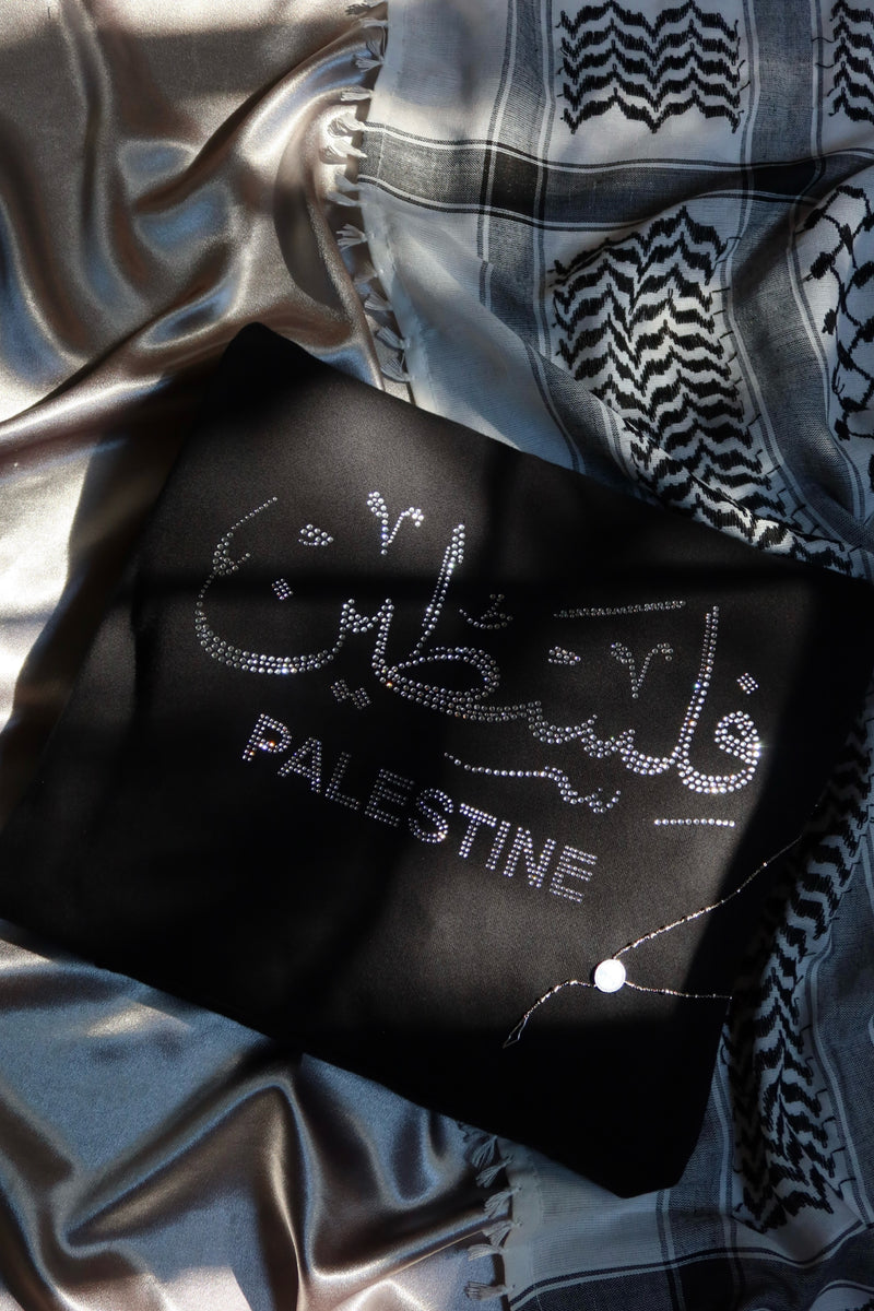 Palestine Black Rhinestone Sweater