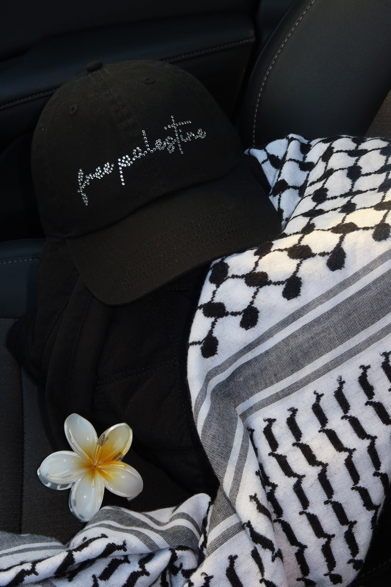 Free Palestine Baseball Cap with Swarovski Rhinestones