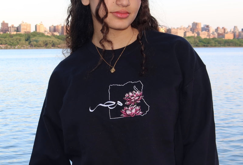 Egyptian Lotus Embroidered Crewneck