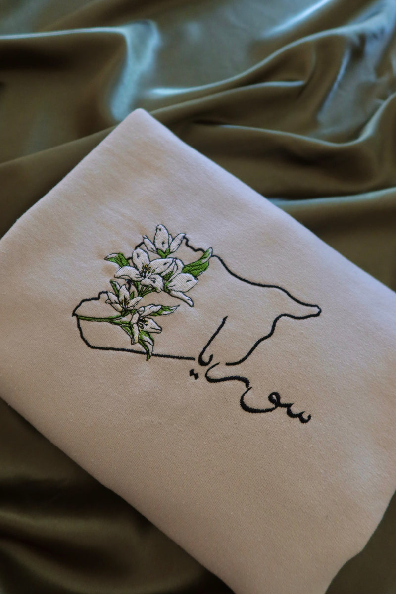 Syrian Jasmine Embroidered Crewneck