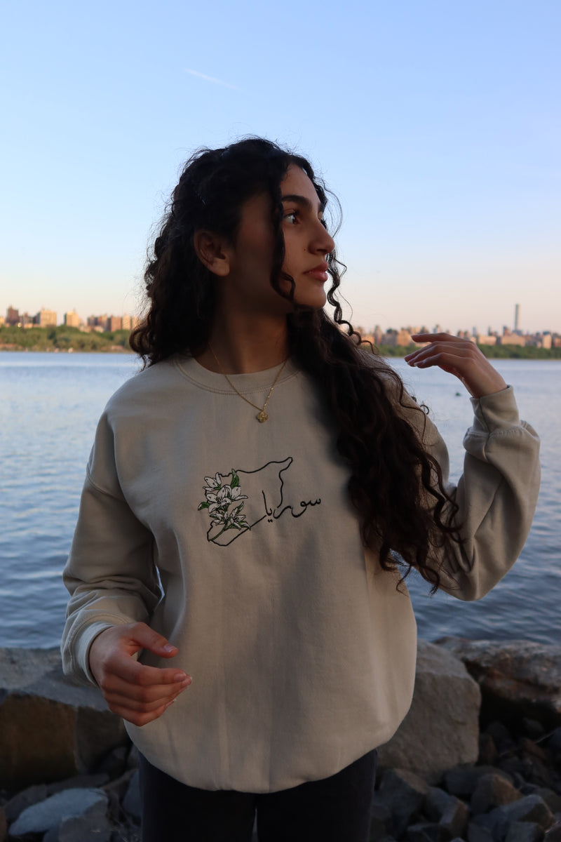 Syrian Jasmine Embroidered Crewneck