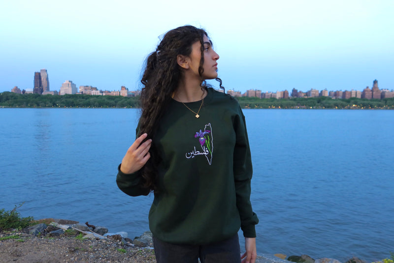 Palestinian Iris Embroidered Crewneck