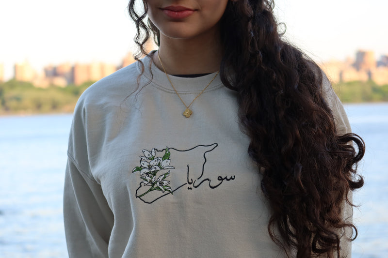 Syrian Jasmine Embroidered Crewneck