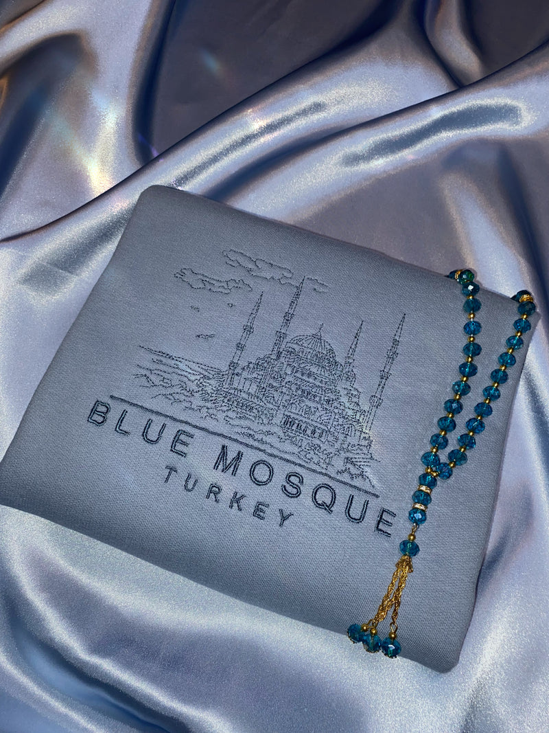 Blue Mosque Embroidered Crewneck