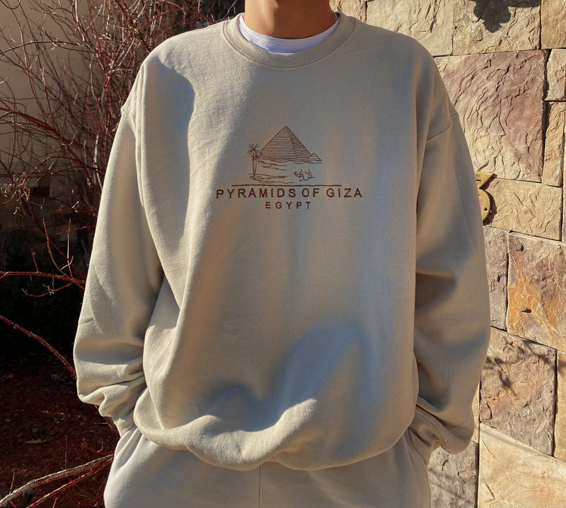 Pyramids of Giza Embroidered Crewneck