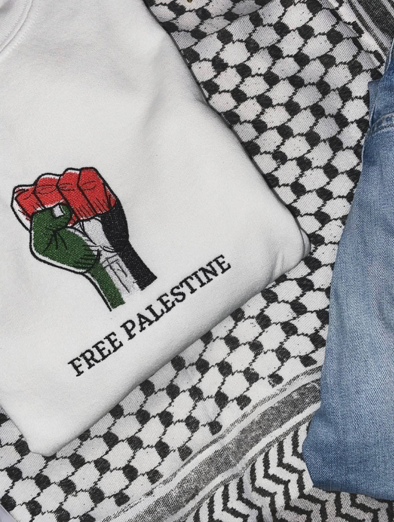 Free Palestine Embroidered Crewneck